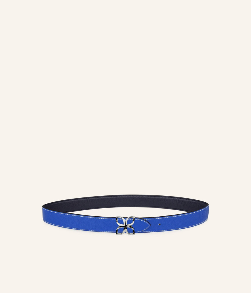 Ceinture Hortensia Argenté 25mm | Bleu Marine Bleu Cobalt - Fleuron Paris