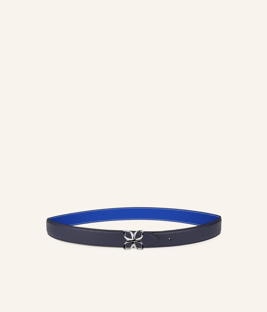 Ceinture Hortensia Argenté 25mm | Bleu Marine Bleu Cobalt - Fleuron Paris
