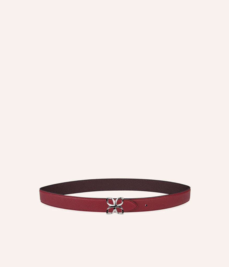 Ceinture Hortensia Argenté 25mm | Bordeaux Prune - Fleuron Paris