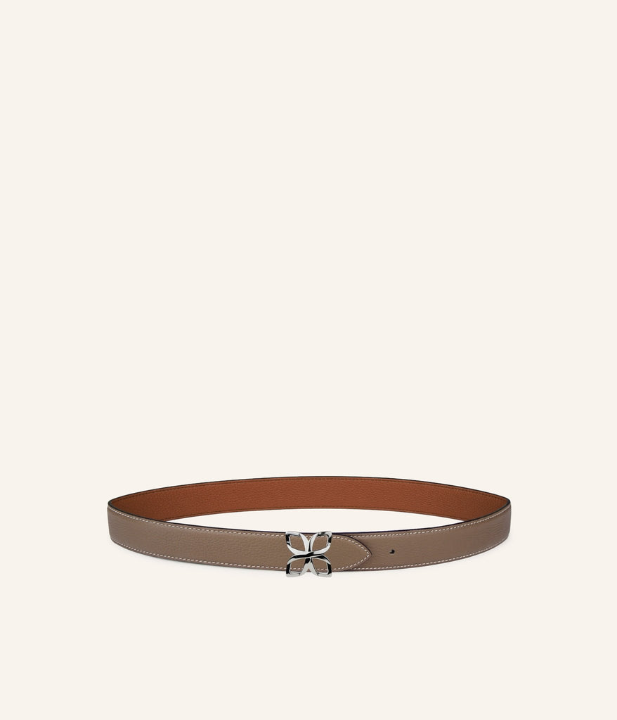 Ceinture Hortensia Argenté 25mm | Taupe Marron - Fleuron Paris