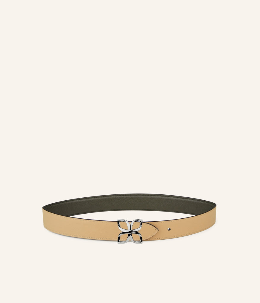 Ceinture Hortensia Argenté 33mm | Vert Olive Cookie - Fleuron Paris