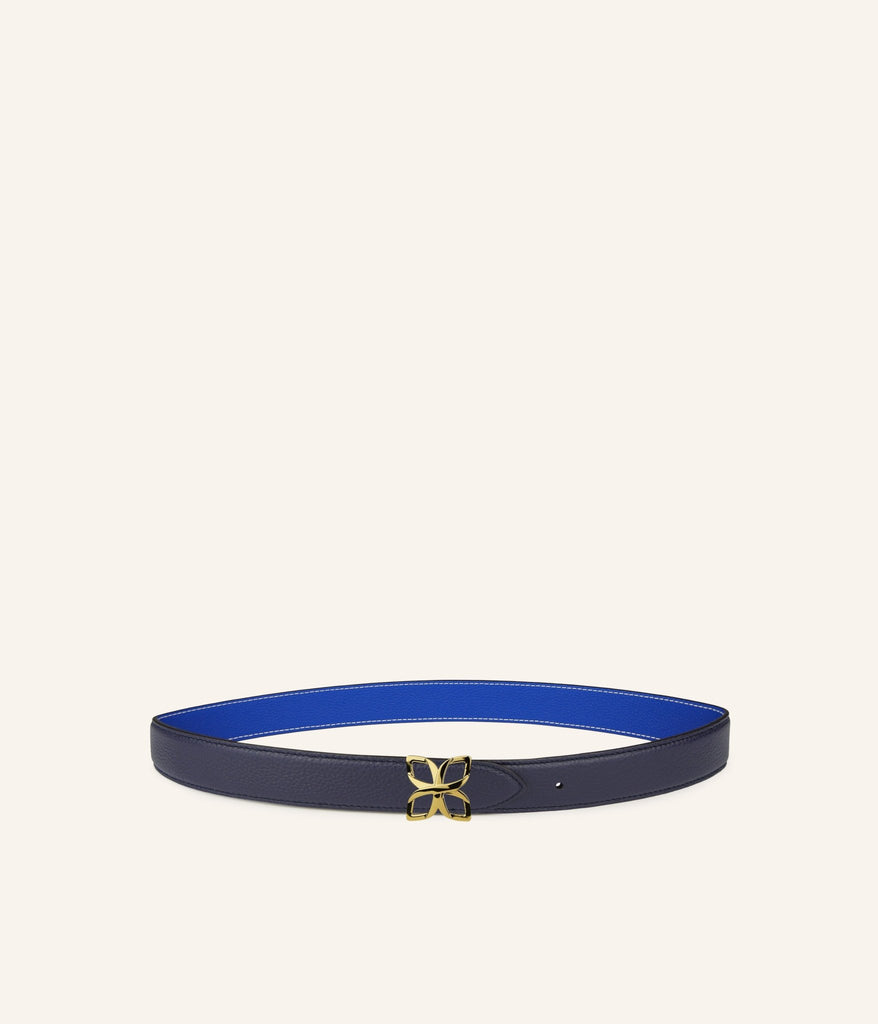Ceinture Hortensia Doré 25mm | Bleu Marine Bleu Cobalt - Fleuron Paris