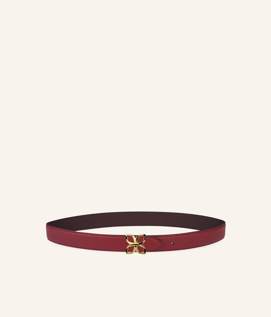 Ceinture Hortensia Doré 25mm | Bordeaux Prune - Fleuron Paris