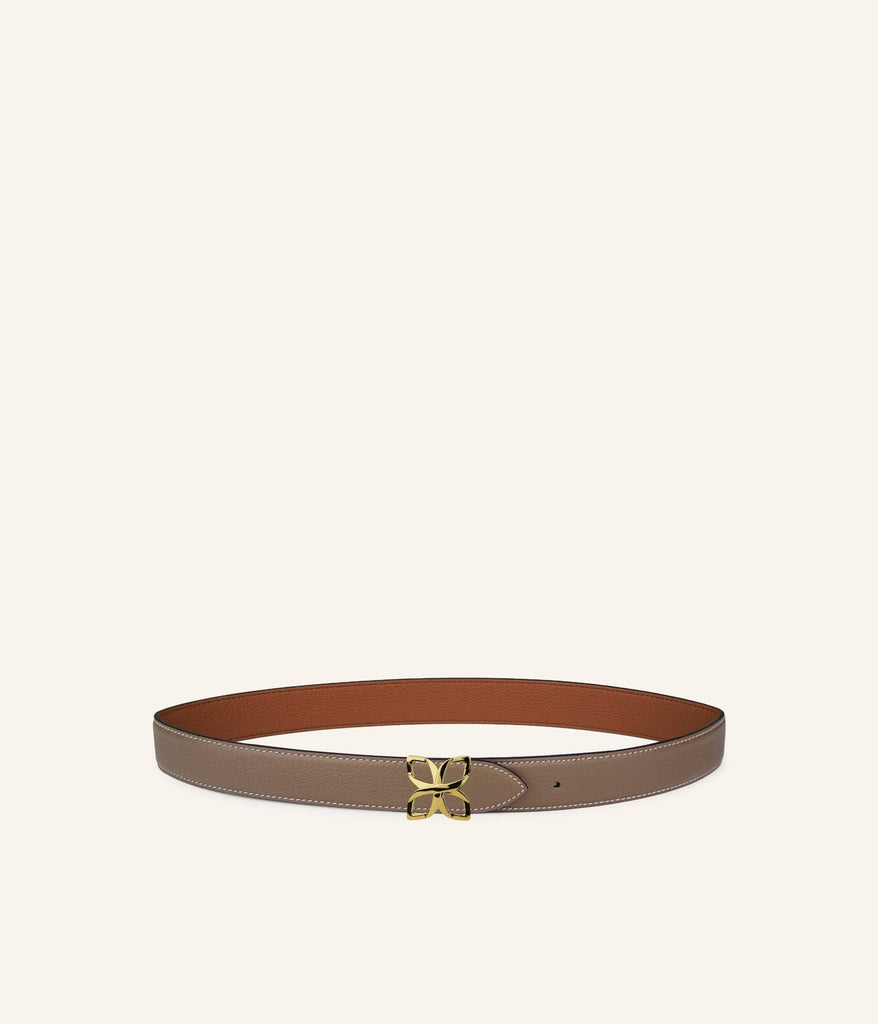 Ceinture Hortensia Doré 25mm | Taupe Marron - Fleuron Paris