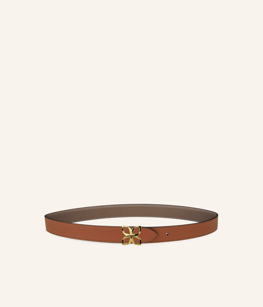 Ceinture Hortensia Doré 25mm | Taupe Marron - Fleuron Paris