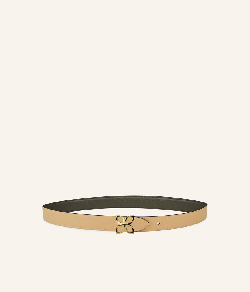 Ceinture Hortensia Doré 25mm | Vert Olive Cookie - Fleuron Paris